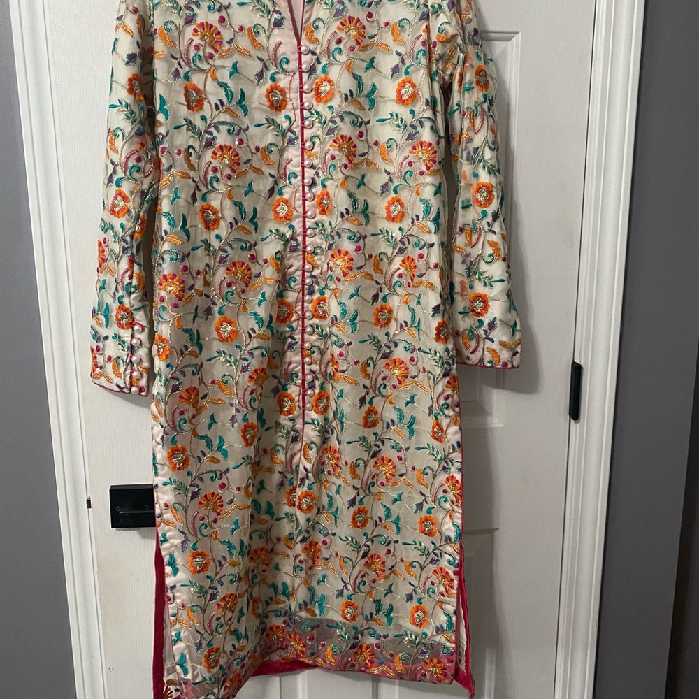 Floral Embroidered Long dress Pakistani Kameez